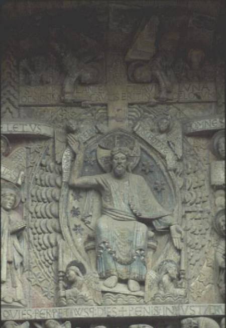 Christ in Glorydetail from the Last Judgement scene on the tympanum à Anonym Romanisch