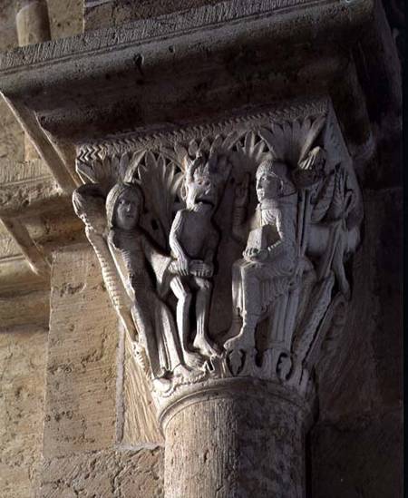 Column Capital depicting St Benedict performing an exorcism à Anonym Romanisch