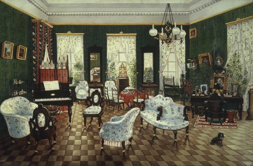 Kabinett im Landhaus des Grafen Dimitri Andrejewitsch Tolstoi in Snamenskaja, Gouvernement Woronesch à Auteur anonyme, Haarlem (Pays-Bas)