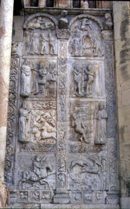 Relief panels of subjects from the Book of Genesis, Romanesque à Anonym Romanisch