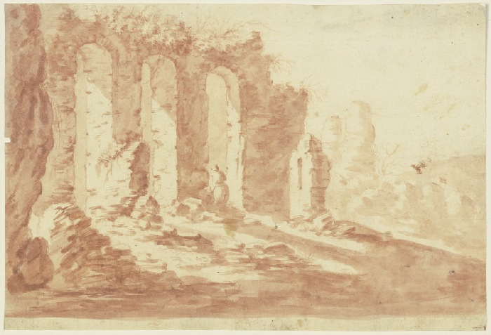 Landschaft mit Ruine eines Aquäduktes à Anonyme