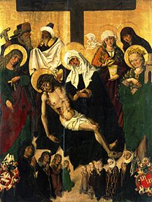 pleurer le Christ sous la croix, épitaphe pour Banka et Hedwig Czach ... à Anonyme (peintre de Wroclaw)