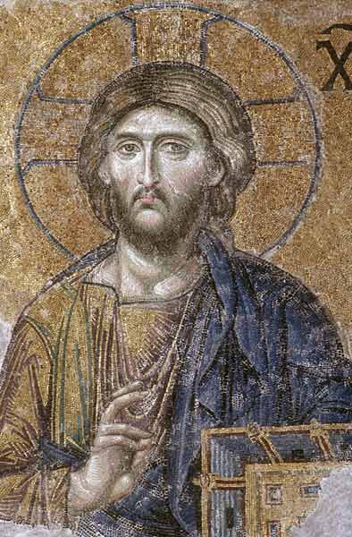 Mosaic depicting the Deesis Christ, South Gallery,Byzantine à Anonyme