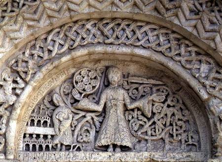 Apparition of the Son of Man to John the Evangelistcarved tympanum à Anonyme