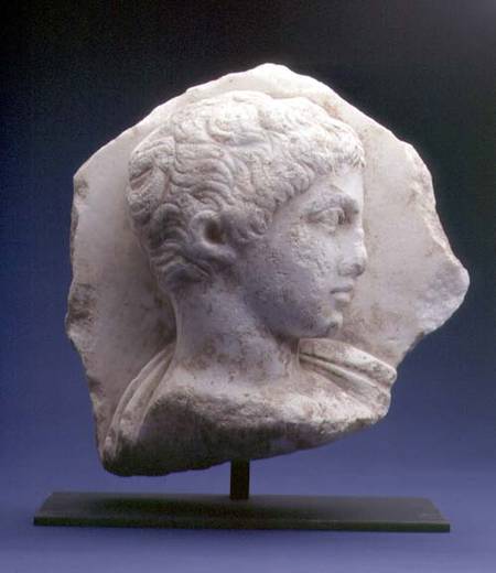 Attic relief fragment depicting the bust of a male youth in profileGreek à Anonyme