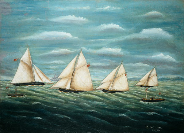 Regatta off the Long Sand Lightship, Primitive School à Anonyme