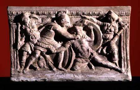 Battle scene from a cinerary urn Etruscan à Anonyme