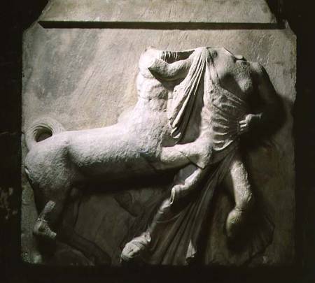 Centaur and female Lapith, metope no. 11 from the south frieze of the Parthenon,Greek à Anonyme