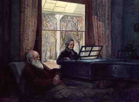 Charles Darwin and his wife at the Piano à Anonyme