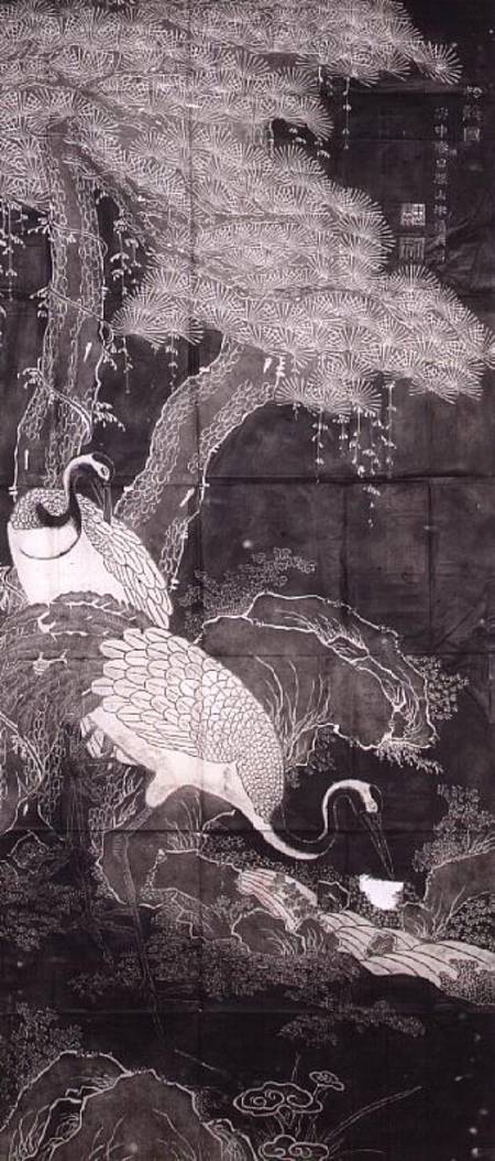 Cranes and pine trees by Chu Chi-i, the subject is a popular Taoist symbol of the long life that is à Anonyme