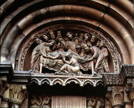 The Dormition of the Virgintympanum from the double portal of the south transept à Anonyme