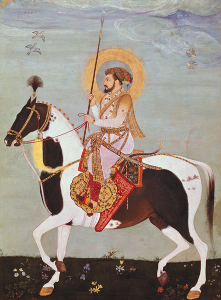 Equestrian portrait of Shah Jahan (1592-1666), 5th Mogul Emperor of Hindustan,Indian à Anonyme