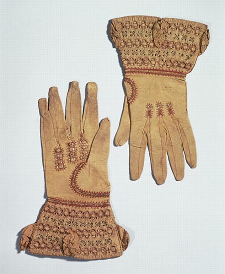 Gloves belonging to Queen Anne, 17th century à Anonyme