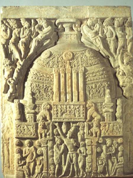 Greenish limestone carving of a Buddhist stupa, Nagarjunakonda,AP à Anonyme