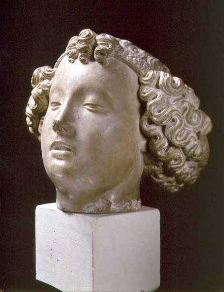 Head of an Angel, front view,fragment from a statue à Anonyme