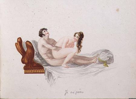 Illustration from "Les Extases de l'Amour (hand-coloured aquatint) à Anonyme