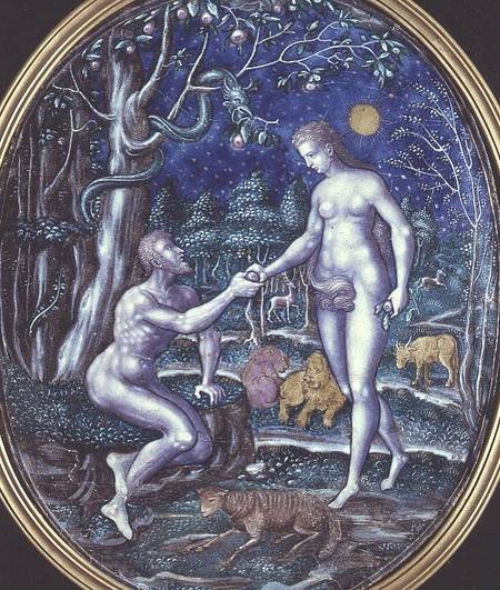 Limoges plaque depicting Adam and Eve à Anonyme