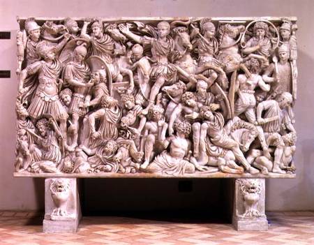 The Ludovisi sarcophagus with high relief representation of the Romans fighting the Barbarians à Anonyme