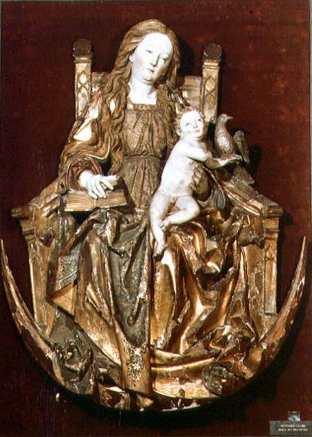 Madonna and Child Enthroned above a crescent moon attributed to Niklaus Weckmann (1482-1526) à Anonyme