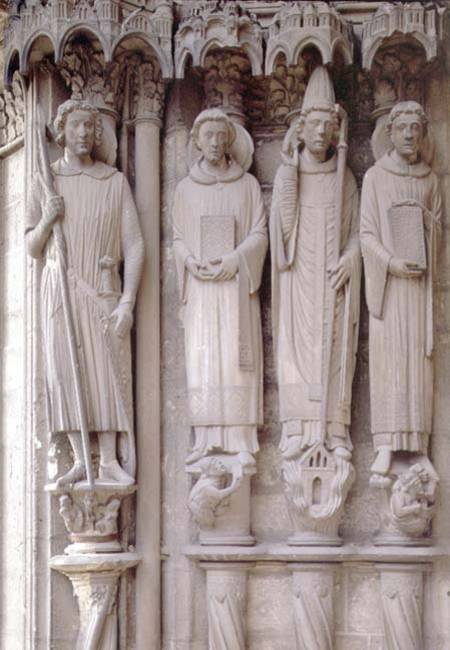 Four martyr saintscolumn figures from the west door of the south portal à Anonyme