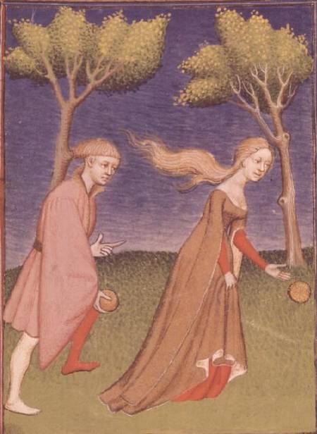 Melanion races against Atalanta, casting the golden apples given to him by Aphrodite to distract her à Anonyme