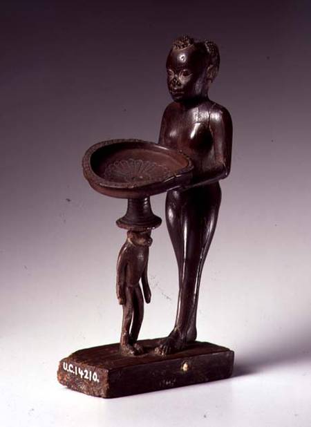 Nubian girl with monkey and dish, Egyptian à Anonyme