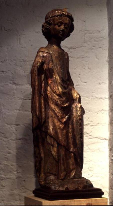 Polychrome walnut figure of St. Michael à Anonyme