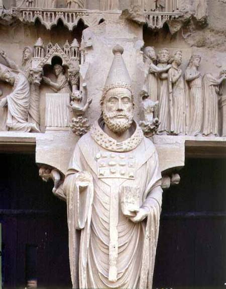 Pope Calixtus I (d.222) trumeau figure from the central 'Calixtus' Portal of the North transept à Anonyme