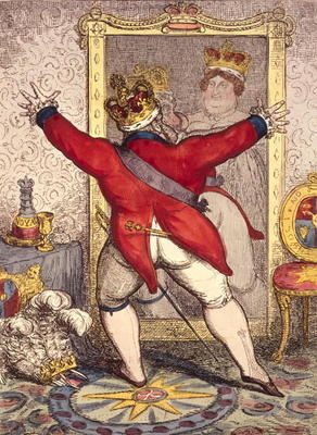 Reflection: To be, or not to be?, cartoon of King George IV of England (1762-1830), 1820 (print) à Anonyme