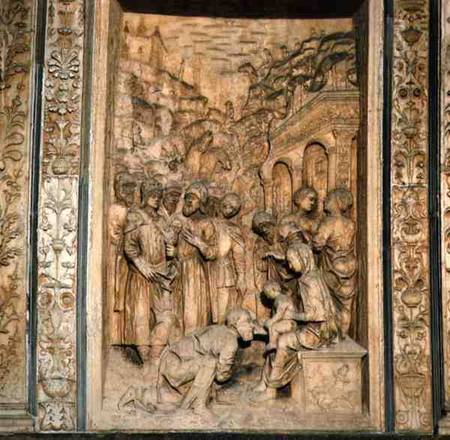 Relief panel of the Adoration of the Magifrom the church exterior à Anonyme