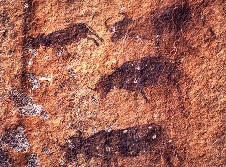 Rock painting depicting animals à Anonyme