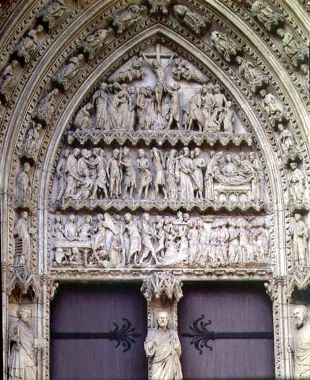 Scenes from the Passion and Resurrection cycle, tympanum of the south transept portal,the Porte de l à Anonyme