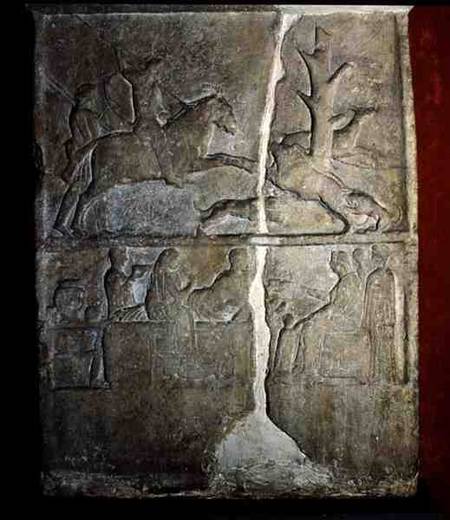 Stela relief depicting a wild boar hunt à Anonyme