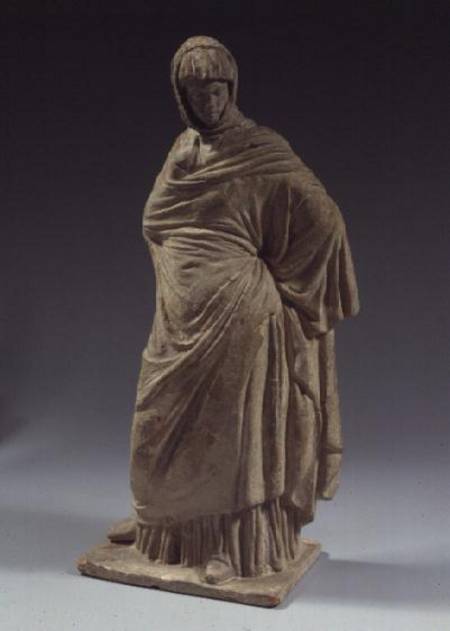 Stone female statuette, Boeotian, Tanagra,Hellenistic period à Anonyme