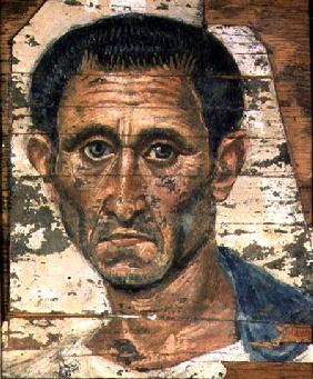 Fayum portrait of a man in a blue cloakTrajanic