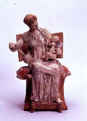 Figurine of Aphrodite playing with Eros, Greek,from Tanagra