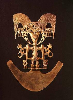 Human Figure Pendant with Headdress from PopayanPre-Hispanic Colombian