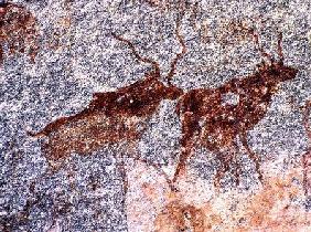 Rock painting depicting animals