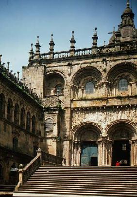 View of the south transept portal (Puerta de las Platerias) begun c.1100 (photo) (for detail see 889