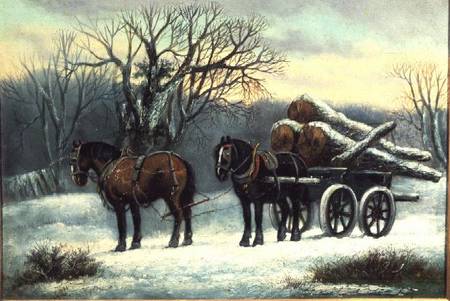 The Timber Wagon in Winter à Anonyme