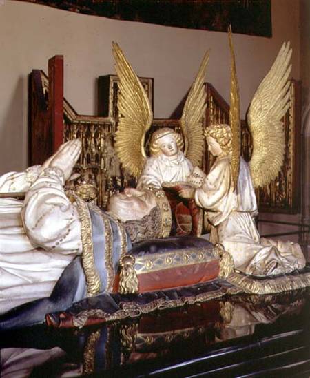 The tomb of Philip the Bolddetail of effigy and two angels à Anonyme