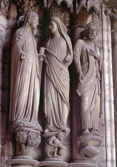 The Visitationcolumn statues from the east portal (Adoration doorway) of the north transept à Anonyme