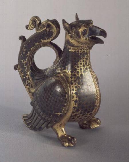 Water Jug in the shape of a griffinof gold-painted bronze and niello à Anonyme