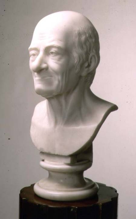 Marble bust of Voltaire à Anonyme