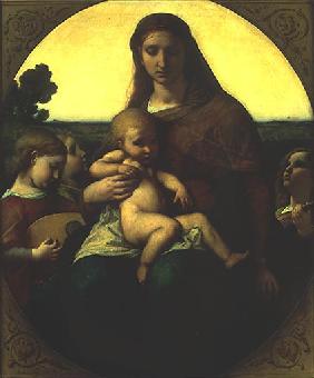 Maria mit dem Kinde zwischen musizierenden Engeln