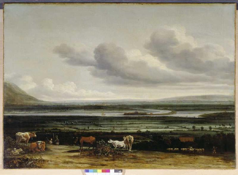 Niederrheinlandschaft bei Kleve mit Festung, Schenkenschanz, Hoch-und Niederelten à Anthonie van Borssom