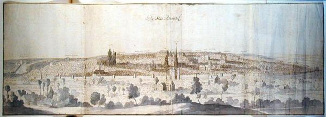 Panoramic View of Brussels (pen and ink and w/c on paper) à Anthonis van den Wyngaerde