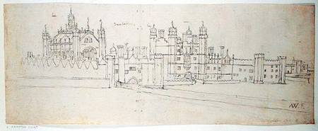 The Chapel and Gatehouse of Hampton Court, from 'The Panorama of London' à Anthonis van den Wyngaerde