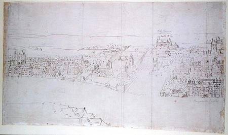 Durham House to Barnard's Castle, from 'The Panorama of London' à Anthonis van den Wyngaerde