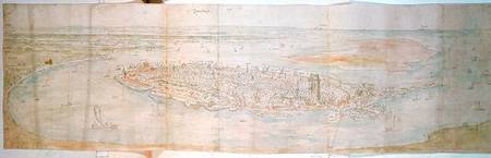 View of Dordrecht (pen and ink and w/c on paper) à Anthonis van den Wyngaerde